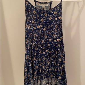 American Eagle Navy Floral High Neck Blouse